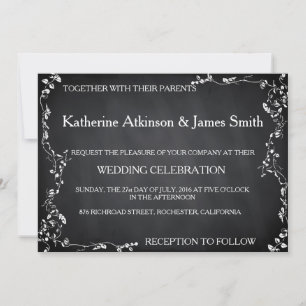 Invitation Mariage Rustique Floral Chalkboard