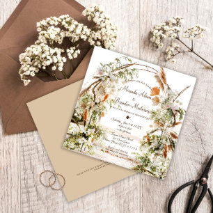 Invitation Mariage Rustique Floral Palm Arch Plage tropicale