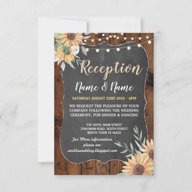 Invitation Mariage Rustique Floral Réception de mariage Tourn (Devant)