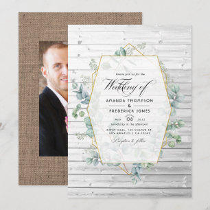Invitation Mariage rustique géométrique de grange de campagne