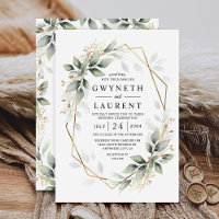 Mariage rustique géométrique vert et or