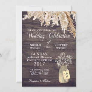 Invitation Mariage Rustique Grange Bois Mason Jar Babys Respi