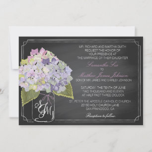 Invitation Mariage rustique Lavender Hydrangea Chalkboard