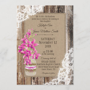 Invitation Mariage rustique Magenta Orchid