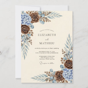 Invitation Mariage rustique marron frappant