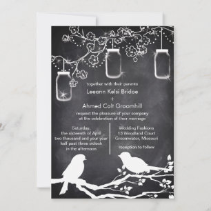 Invitation Mariage rustique Mason Jar Chalkboard Lovebirds
