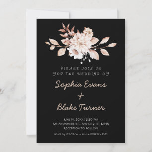 Invitation Mariage rustique moderne avec fleurs douces sur fo