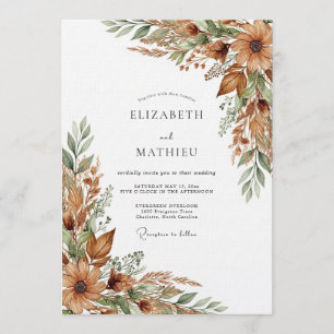 Invitation Mariage Rustique Ocre en Forêt