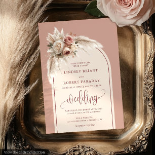 Invitation Mariage Rustique Pampas Rose Dusty invite