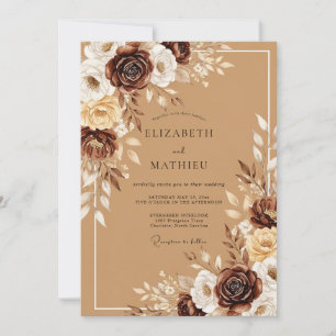Invitation Mariage Rustique Récolte Marron Chocolat