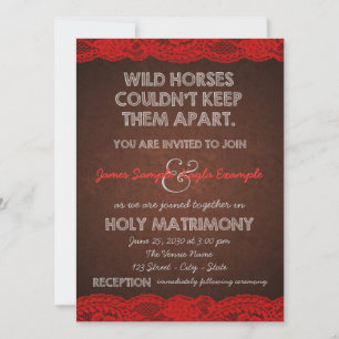 Invitation Mariage rustique rouge et marron