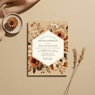 Invitation Mariage Rustique Sienne Fleurie