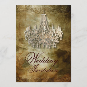 Invitation mariage rustique steampunk vintage lustre
