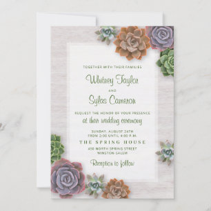 Invitation Mariage rustique Succulents