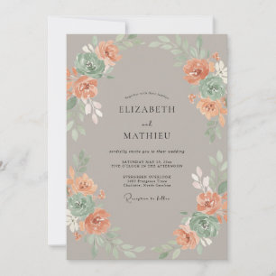 Invitation Mariage rustique taupe poli