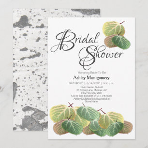 Invitation Mariage Rustique Thème Écorce et Feuilles de Tremb
