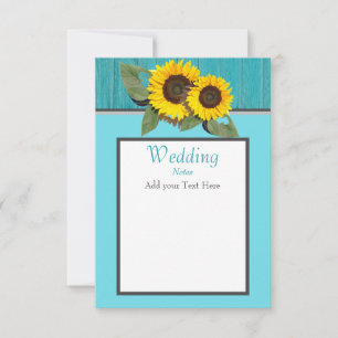 Invitation Mariage Rustique Tournesol Sarcelle Bois Gris Rayu