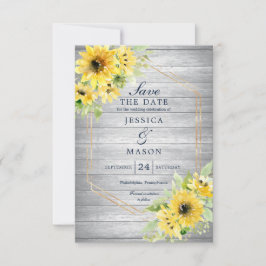 Invitation Mariage Rustique Tournesol Vert Économisez La Date