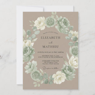 Invitation Mariage Rustique Vert Sauge Émute