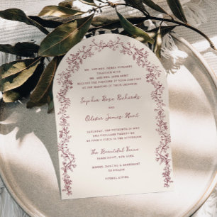 Invitation Mariage Rustique Vintage Fleurs Artistiques en Arc