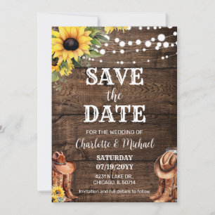 Invitation Mariage Rustique Western Save the Date