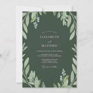 Invitation Mariage Sage Feuillage Olive