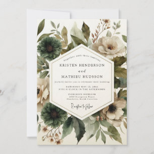 Invitation Mariage Sage Flore Sombre