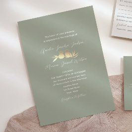 Invitation Mariage Sage Green Gold Lovebirds