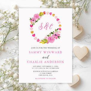 Invitation Mariage Saint-Valentin Cœurs Roses et Or