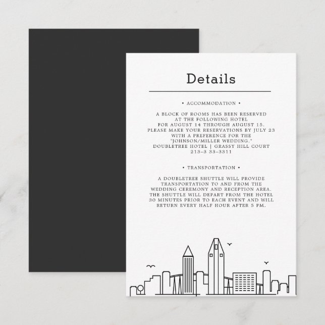 Invitation Mariage San Diego | Détails de l'invité (Devant / Derrière)