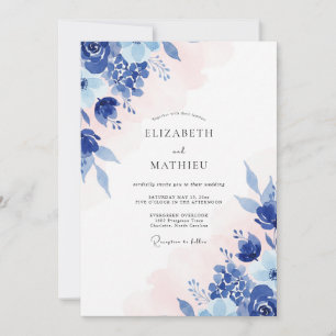 Invitation Mariage Saphir Rougeur Bleuet Eucalyptus