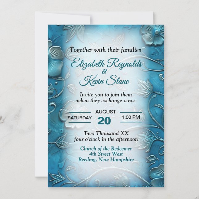 Invitation Mariage sarcelle (Devant)