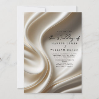 Invitation mariage satin d'ivoire de luxe