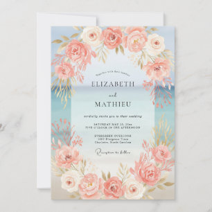 Invitation Mariage Saumon Paoné Peint