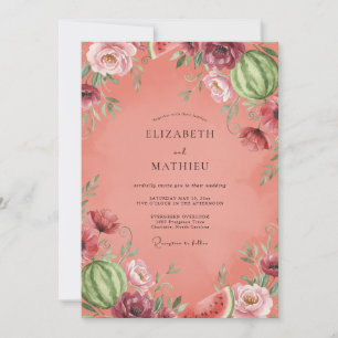 Invitation Mariage Saumon Peint Mauve