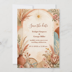 Invitation Mariage sauvage rustique Boho Pampas