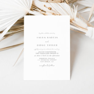 Invitation Mariage Script Gris Blanc