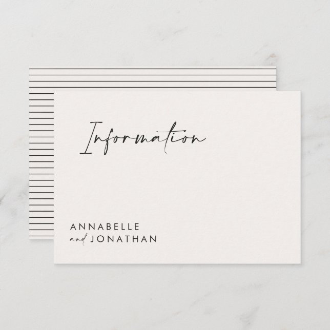 Invitation Mariage script moderne noir et blanc (Devant / Derrière)