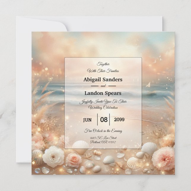 Invitation Mariage Seaside Sparkle et Sunset Dreams (Devant)