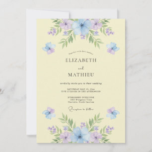 Invitation Mariage serein de printemps jaune pâle