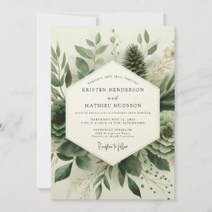 Invitation Mariage Sérénité aux Succulentes Vert Sauge