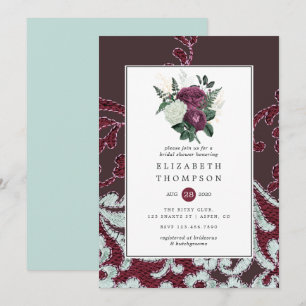 Invitation Mariage shabby-chic vintage avec motifs floraux et