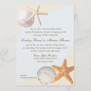 Invitation Mariage Shell Beach Starfish