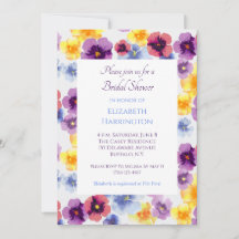 Mariage Shower Fleuriste Illustré à la Main Pansy 