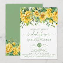 Mariage Shower Fleurs Jaune Sauge Verte