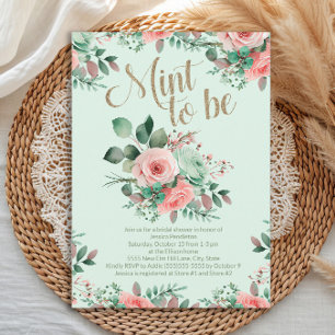 Invitation Mariage Shower Mint to Be Roses Verdure