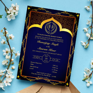 Invitation Mariage sikh du Punjabi Anand Karaj Floral