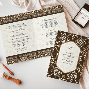 Invitation Mariage sikh tout en un en broderie point de croix