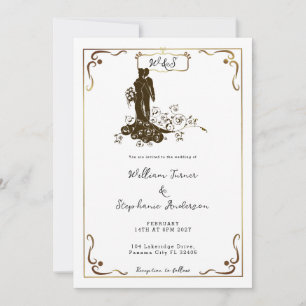 Invitation Mariage Silhouette de la chambre d'or