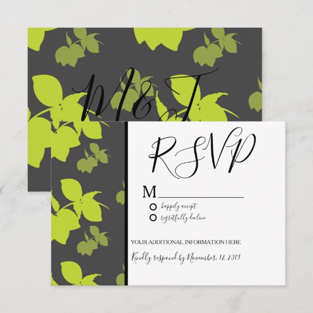 Invitation Mariage Silo Citron Citron Vert Motif Gris Sans Co (Devant / Derrière)